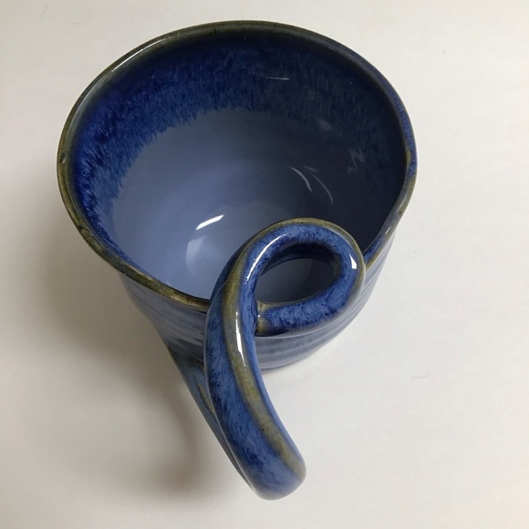 Studio Art Pottery Coffee Mug SIGNED Blue Twist Handle Stone Melbourne Florida - Picture 6 of 15